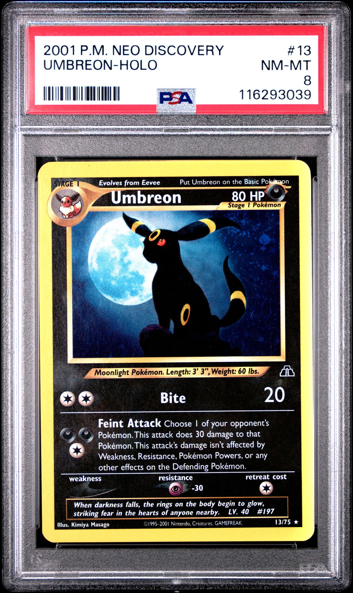 2001 Pokemon POKEMON NEO DISCOVERY #13 Umbreon-Holo front