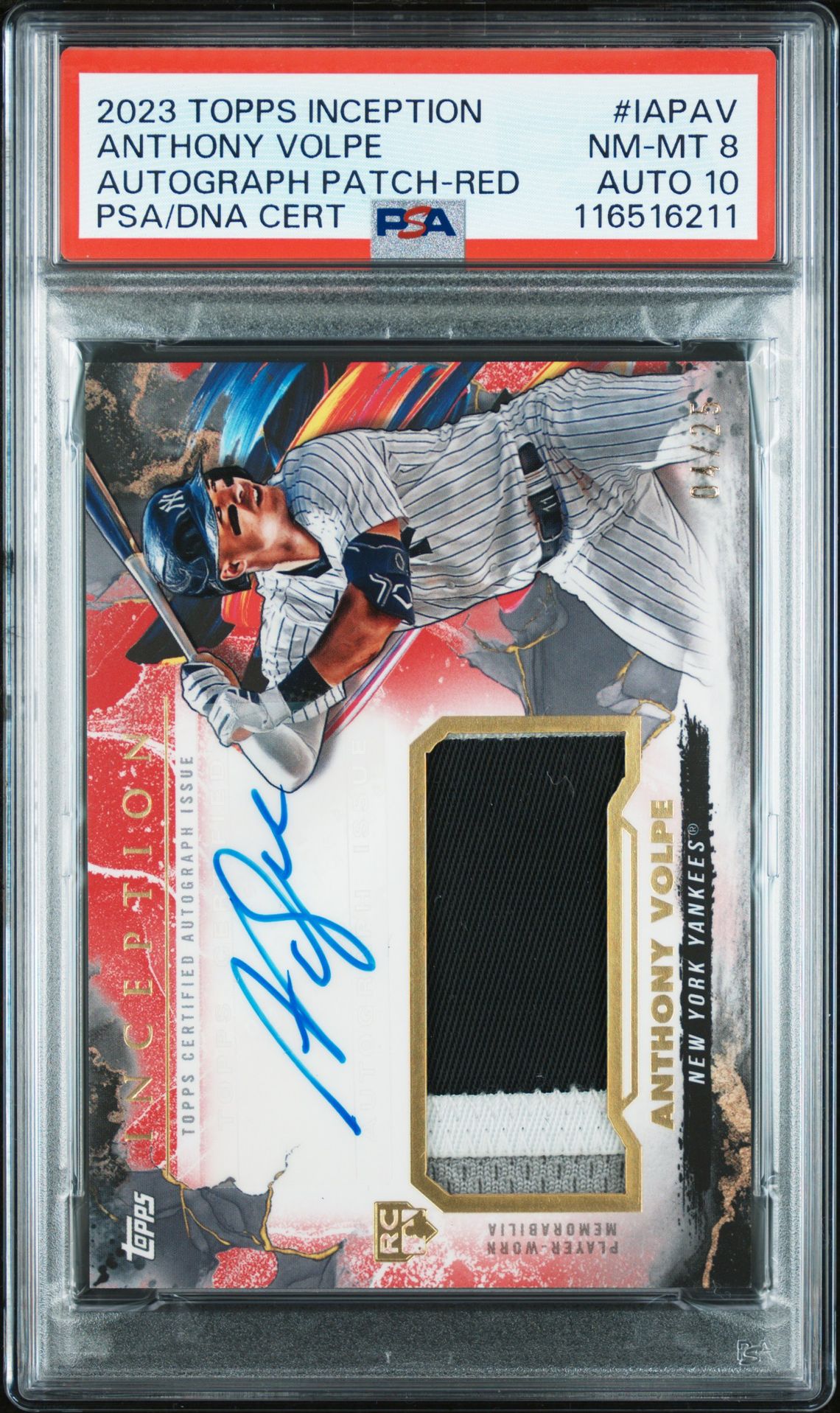 2023 Topps TOPPS INCEPTION INCEPTION AUTOGRAPH PATCH AUTOGRAPH PATCH-RED #IAPAV Anthony Volpe front