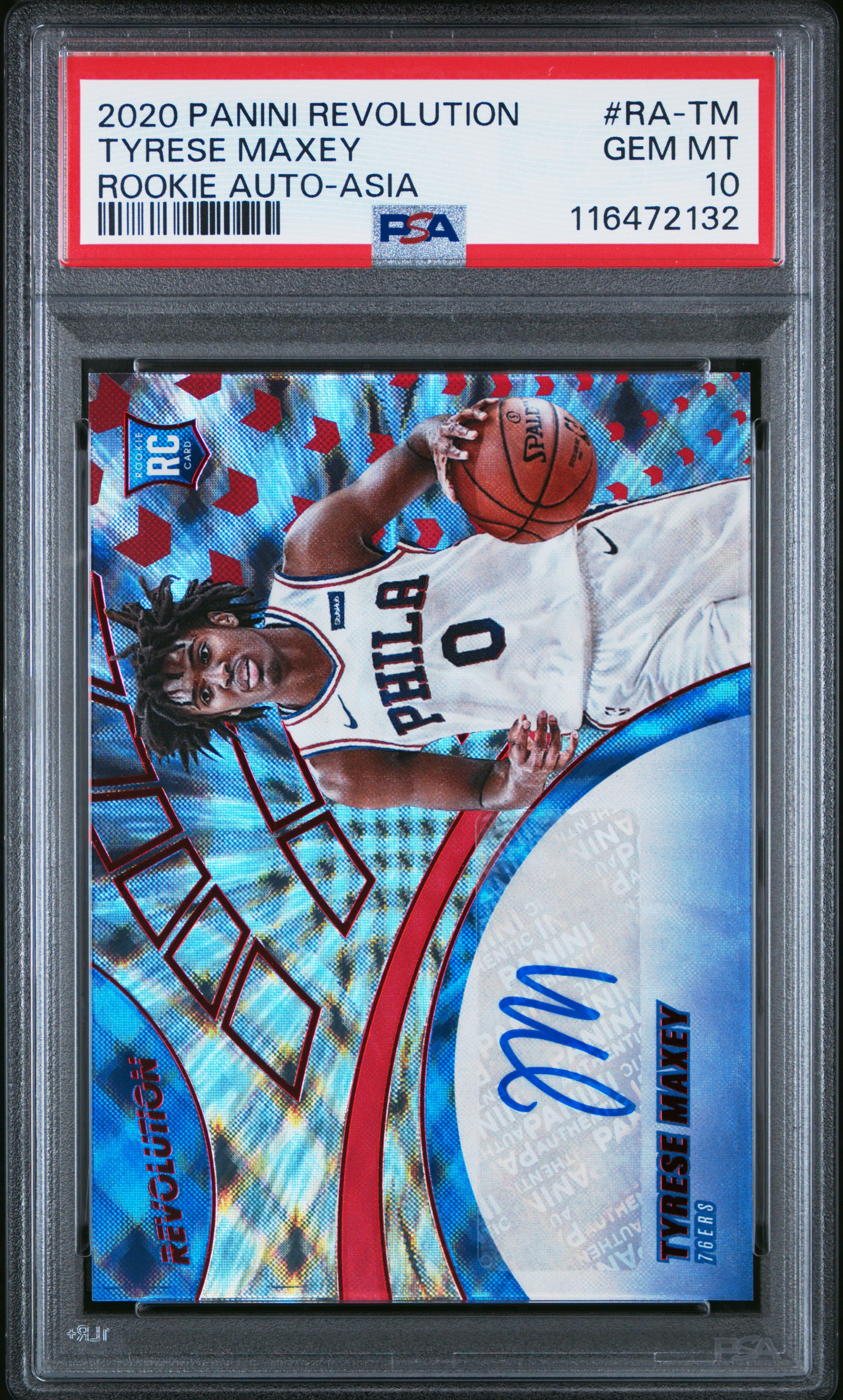 2020 PANINI REVOLUTION RC AUTOS ASIA #RA-TM TYRESE MAXEY PSA 10 AUTO