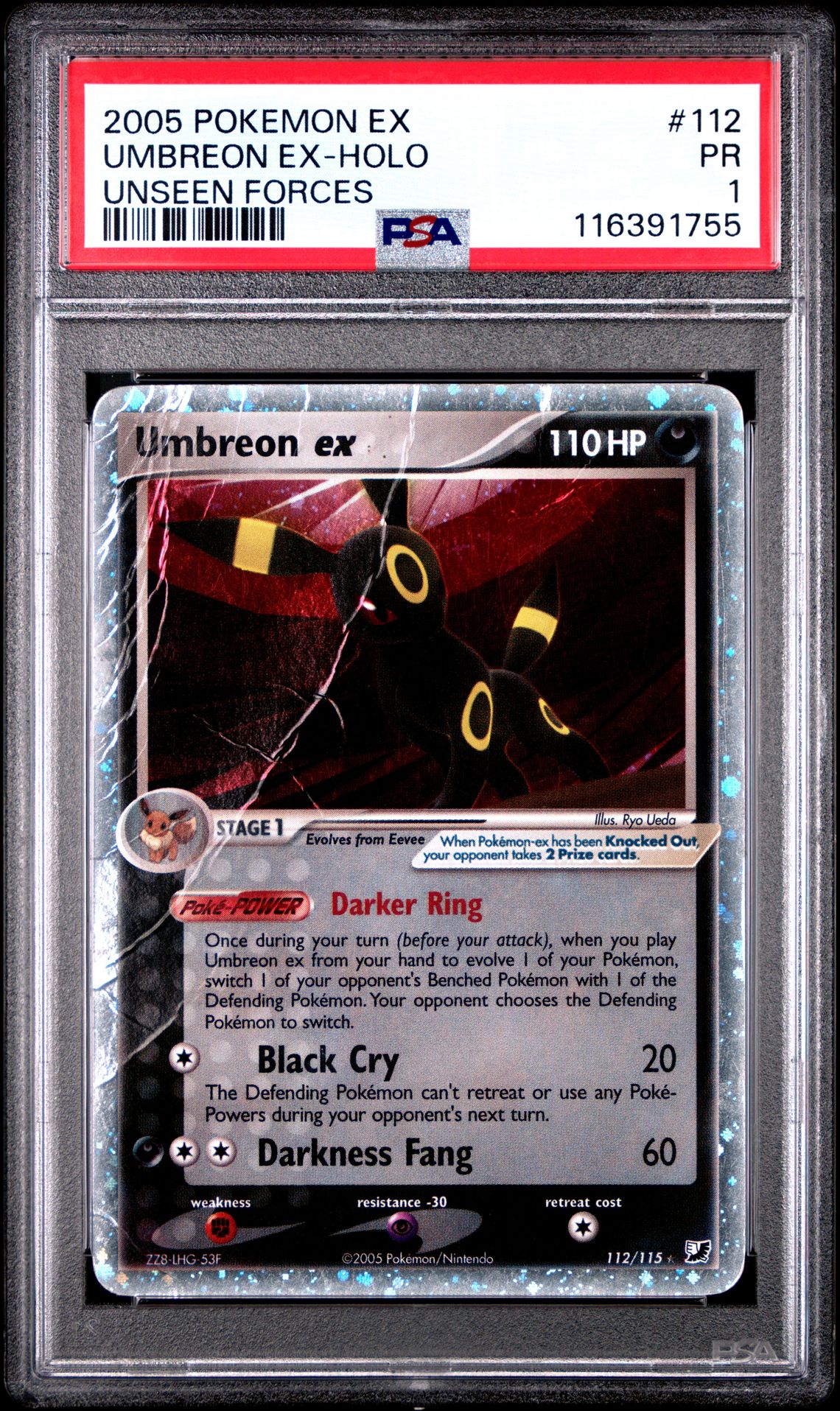 2005 Pokemon POKEMON EX UNSEEN FORCES Holo #112 Umbreon Ex-Holo front