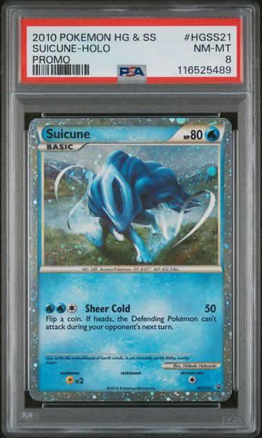 2010 POKEMON HEARTGOLD & SOULSILVER PROMO #HGSS21 SUICUNE-HOLO PROMO (PSA 8) (PSA 8) – 116525489