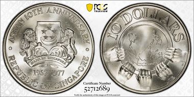 1977 $10 ASEAN 10th Ann. MS65