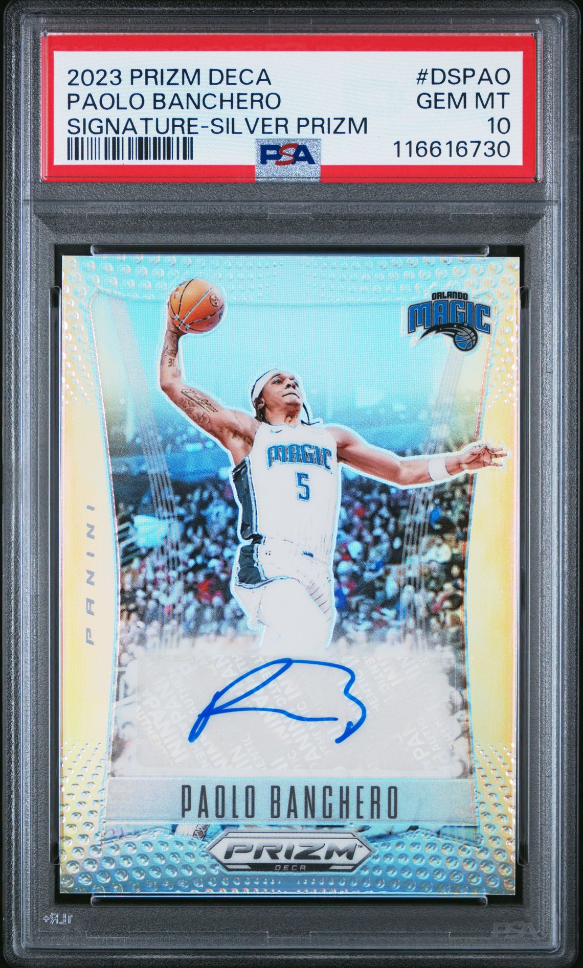 2023 Panini PANINI PRIZM DECA SIGNATURES SIGNATURE-SILVER PRIZM #DSPAO Paolo Banchero front