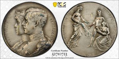 1914 Medal American Aid Silvered-AE 35mm MS63