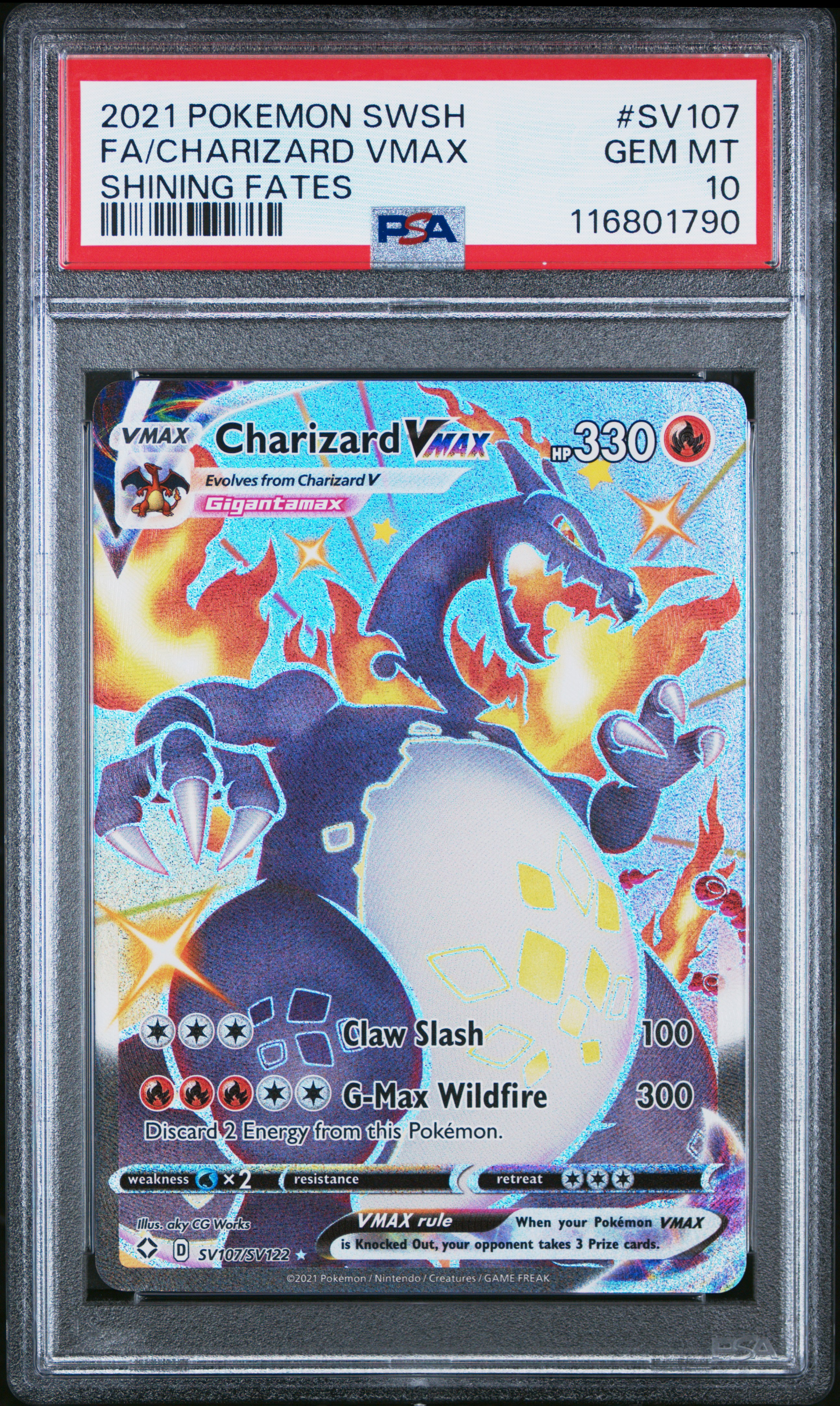 2021 #SV107 Full Art/Charizard Vmax PSA 10 Sword & Shield Shining Fates
