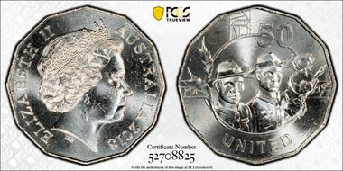 2018 50C Anzac Spirit - United MS64