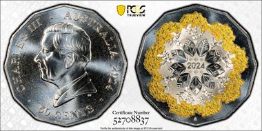 2024 50C Festive Florals - Christmas Colorized MS69