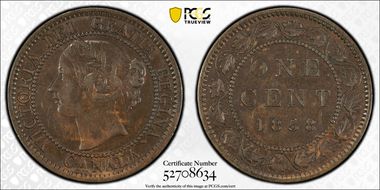 1858 1C ↑↑ Bronze, Broken Vine XF45BN