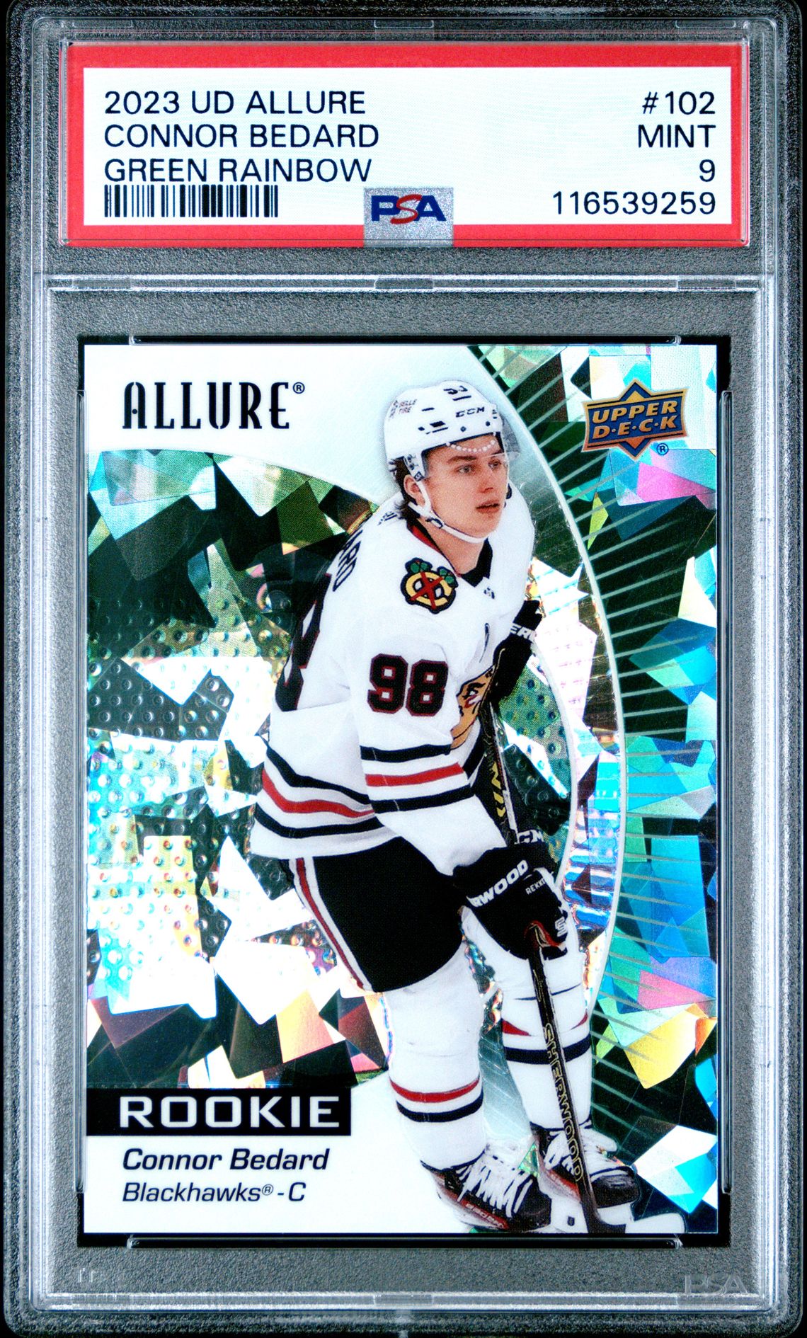 2023 Upper Deck UPPER DECK ALLURE GREEN RAINBOW #102 Connor Bedard front
