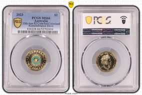 2023 $2 35th Ann $2 Coin Set Colorized Remembrance Dove MS66