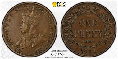 1931 (m) 1D English obverse Aligned date XF45BN