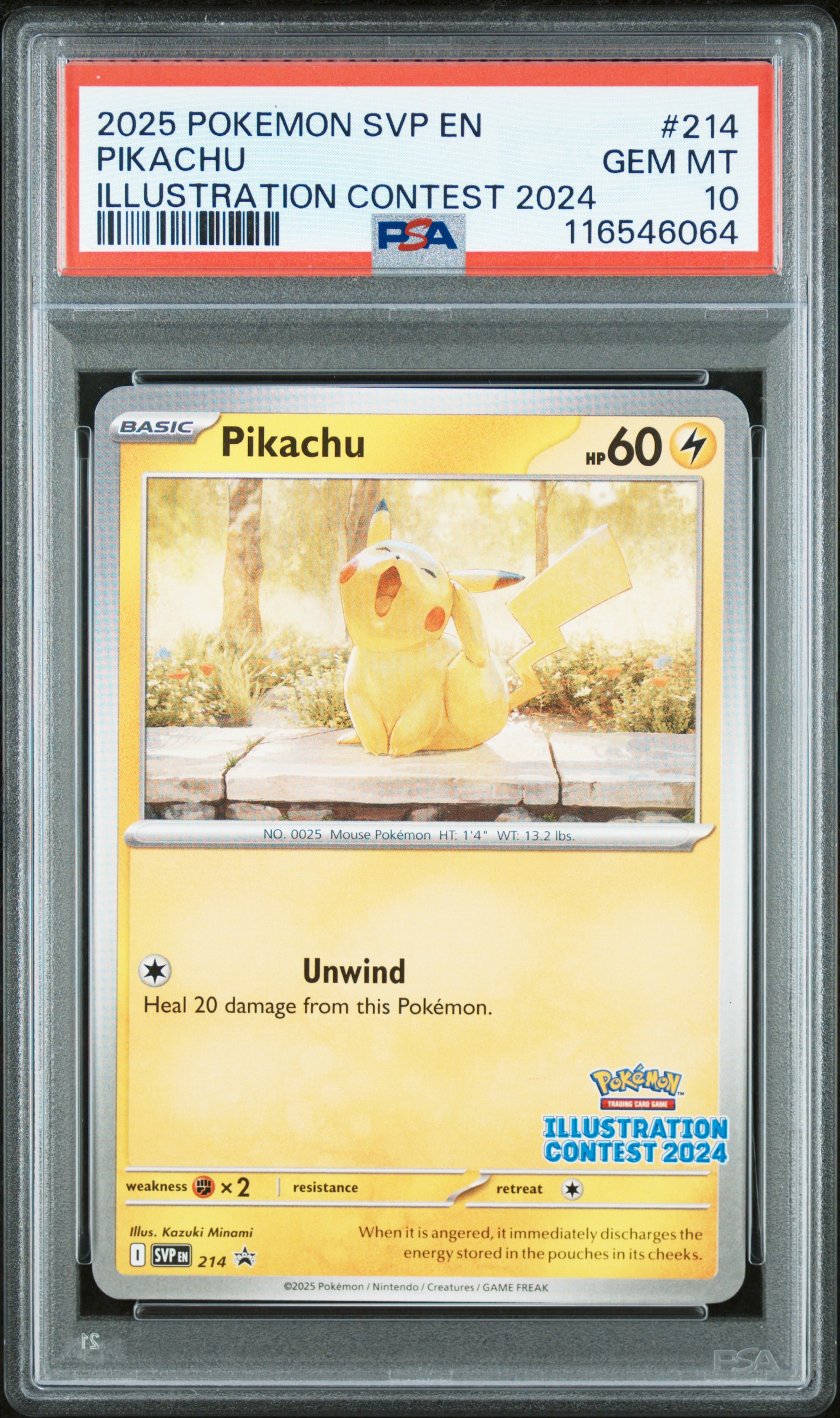 2025 #214 Pikachu PSA 10 Svp EN-SV Black Star Promo