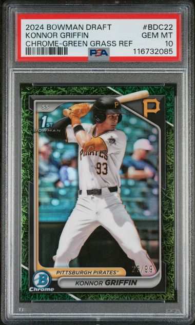 2024 Bowman Bowman Chrome CHROME-GREEN GRASS REF #BDC22 Konnor Griffin front