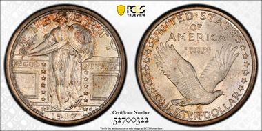 1917-D 25C Type 1 MS68FH