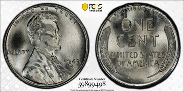 1943-S 1C MS67