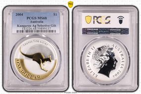 2004 $1 Kangaroo KM-723a Select Gilt Ag MS68