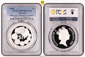 1996 $1 30th Ann. Decimal Currency PR70DCAM