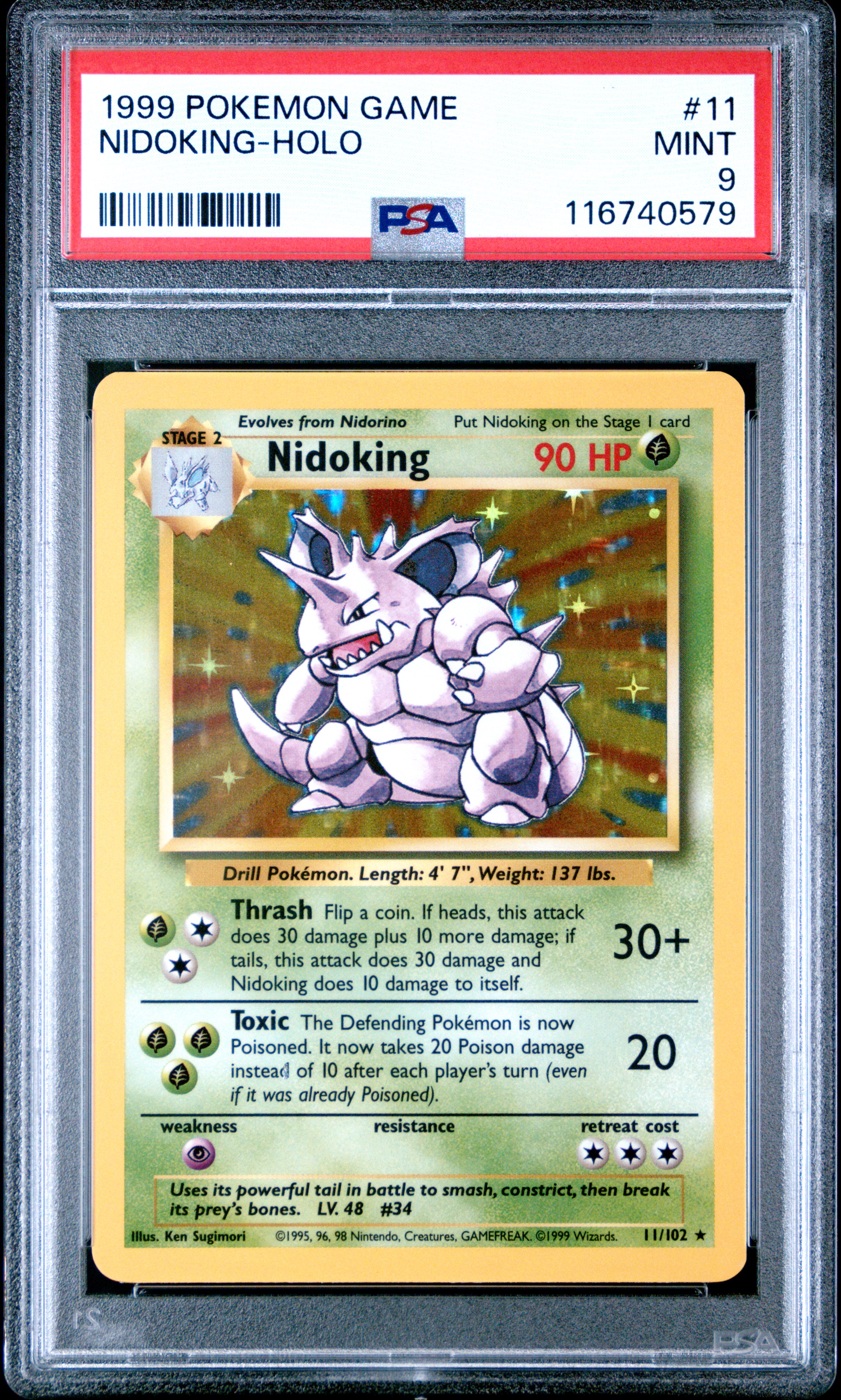 PSA 9 NIDOKING 11/102 | Base Set WOTC Holo Pokemon Card