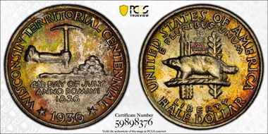 1936 50C Wisconsin MS68+