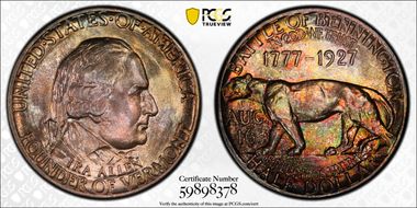 1927 50C Vermont MS68+ 