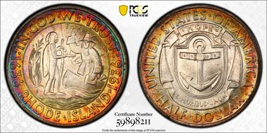 1936-D 50C Rhode Island MS68+ 