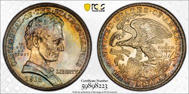 1918 50C Lincoln-Illinois MS68+ 