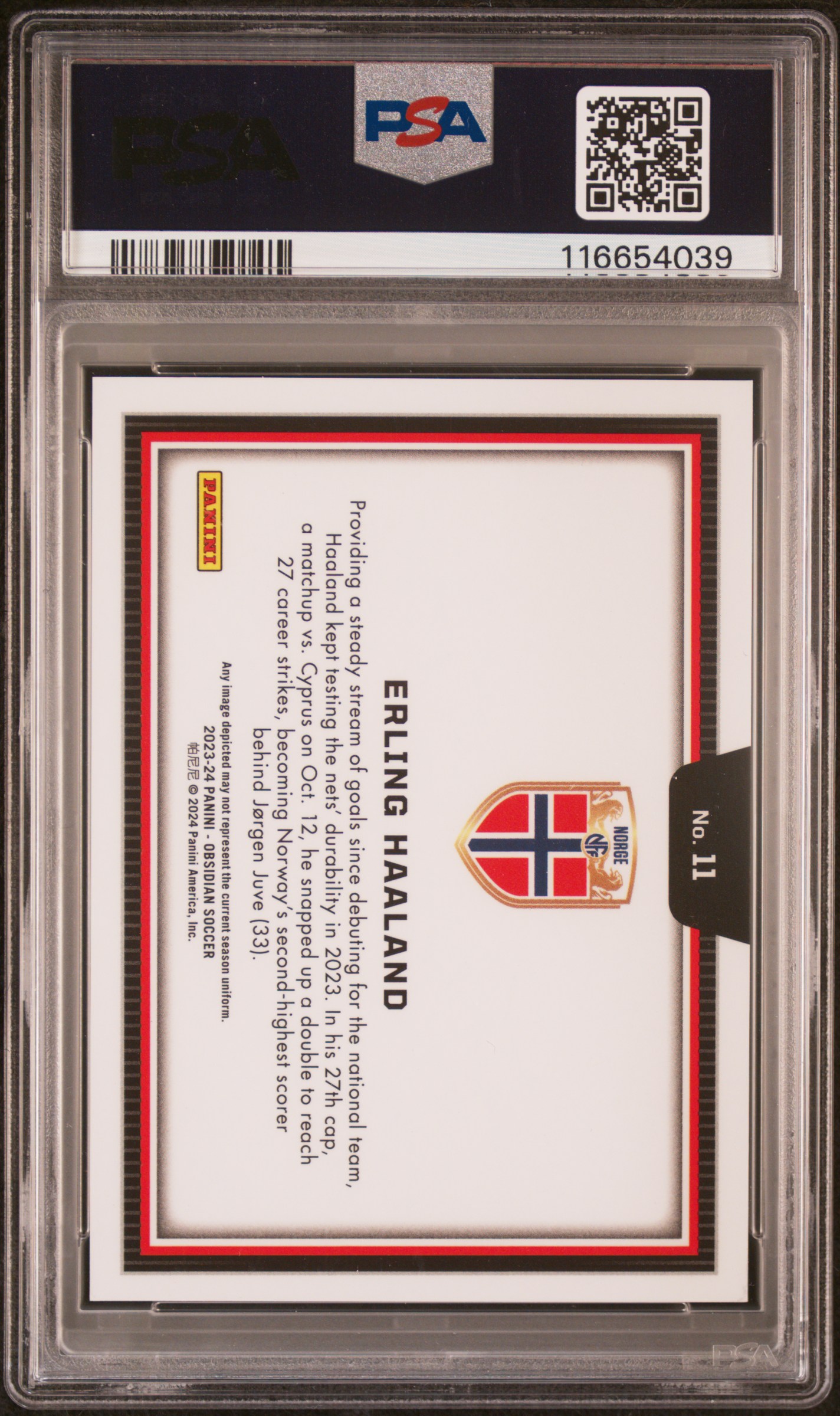 2023 PANINI OBSIDIAN BLACK COLOR BLAST ERLING HAALAND PSA 10 