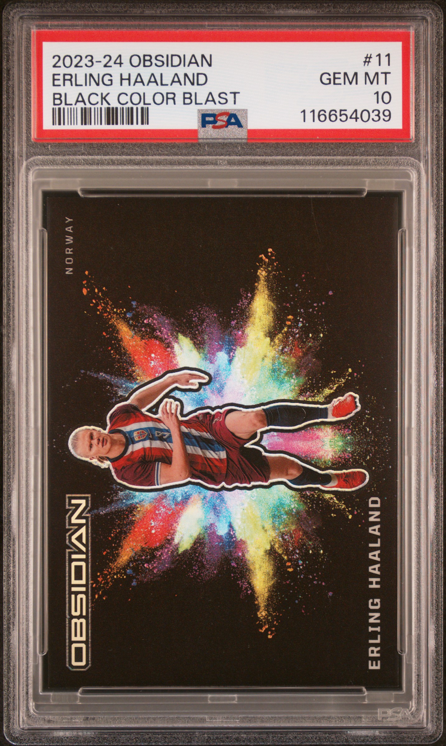 2023 PANINI OBSIDIAN BLACK COLOR BLAST ERLING HAALAND PSA 10