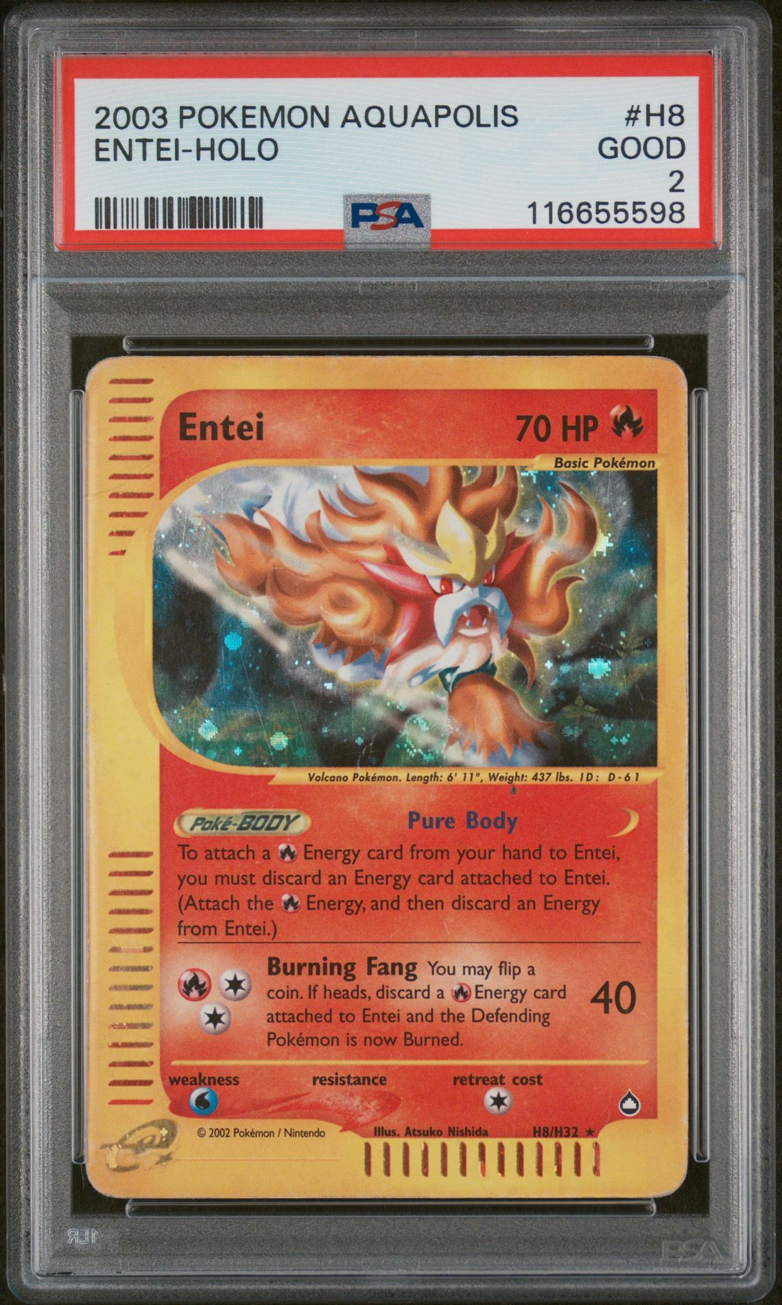 2003 Pokemon Aquapolis Holo #H8 Entei-Holo front