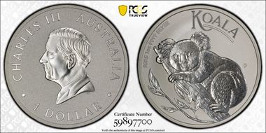 2025-P $1 Koala Ag MS70