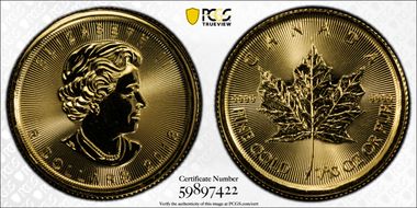 2018 $5 Maple Leaf Au MS69