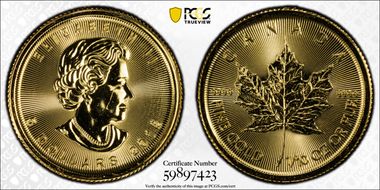 2018 $5 Maple Leaf Au MS67