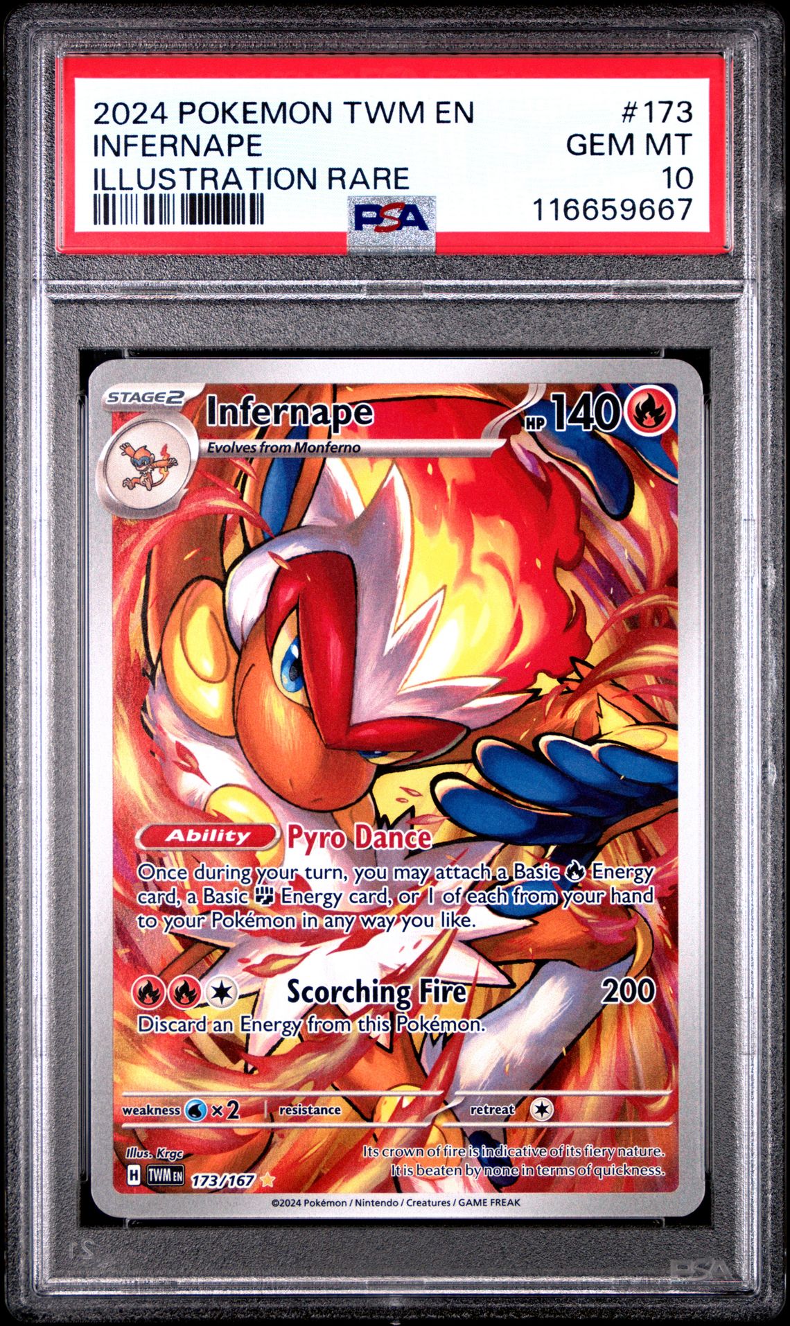 2024 Pokemon POKEMON TWM EN-TWILIGHT MASQUERADE Illustration Rare #173 Infernape front