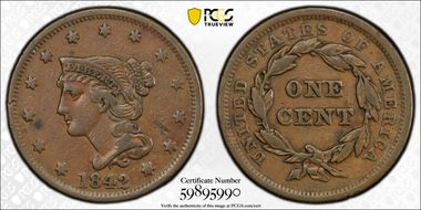 1842 1C Large Date VF35BN