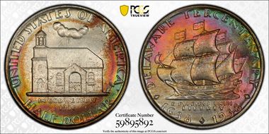 1936 50C Delaware MS68+ 