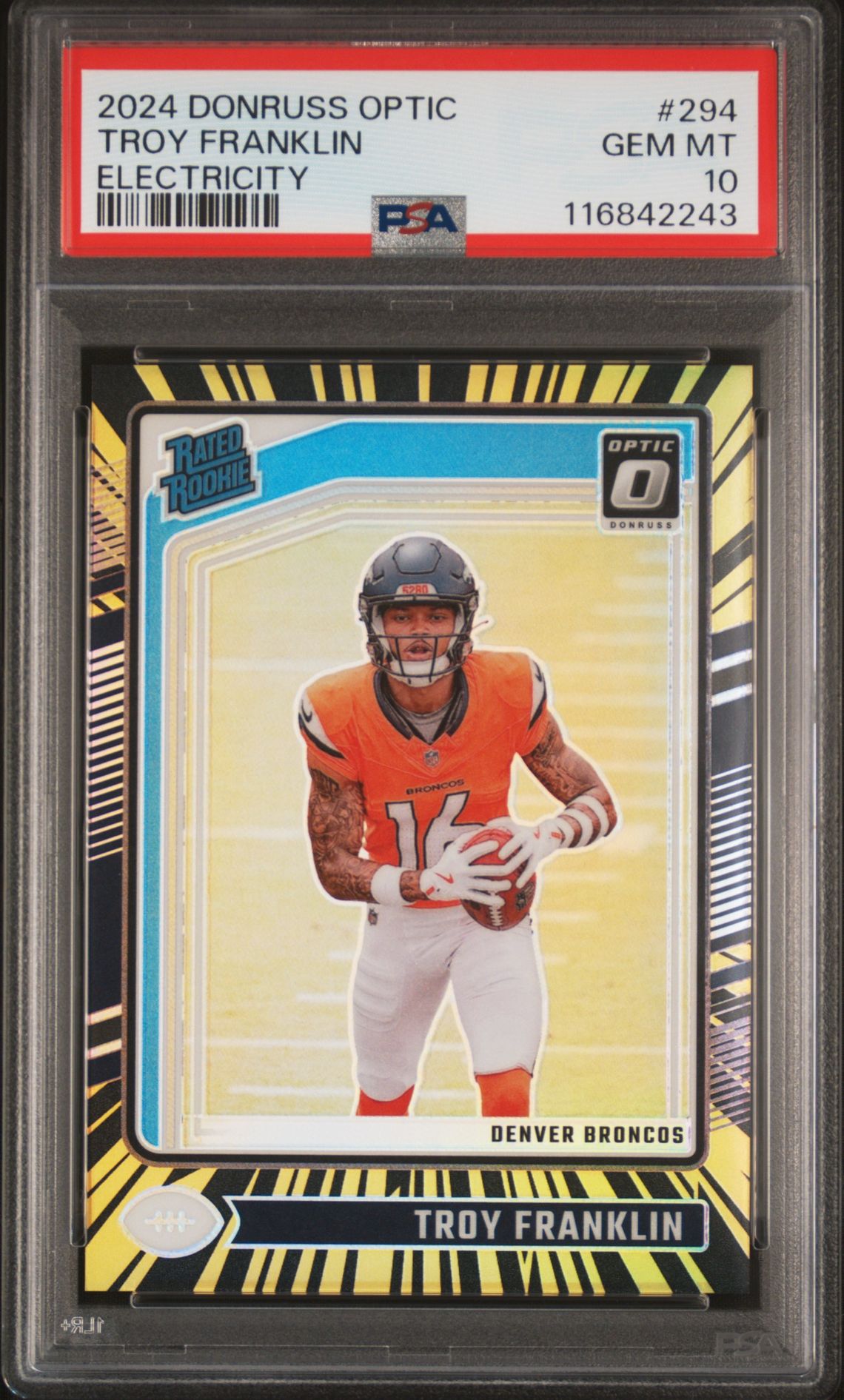 2024 Panini Donruss Optic Troy Franklin #294 (Electricity) Gem Mt 10 front