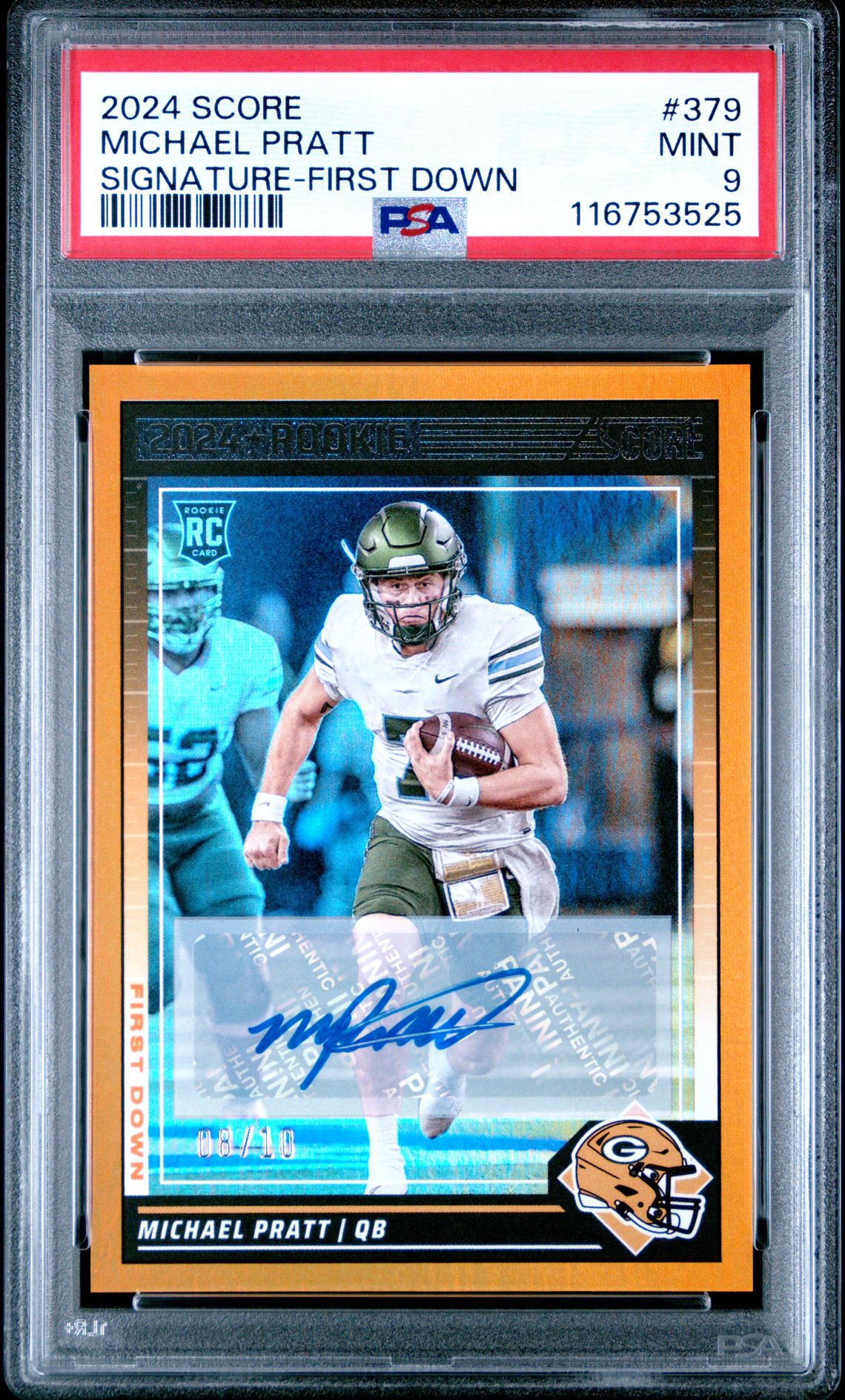 2024 Panini Score Michael Pratt #379 (Signature-First Down) Mint 9 front