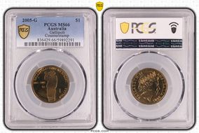 2005-G $1 Gallipoli Counterstamp MS66