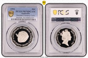1991 50C Decimal Currency CuNi PR70DCAM