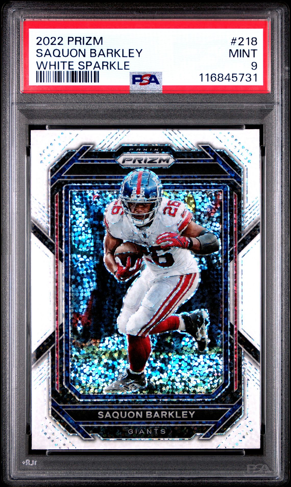 2022 Panini Prizm Saquon Barkley #218 (White Sparkle) Mint 9 front