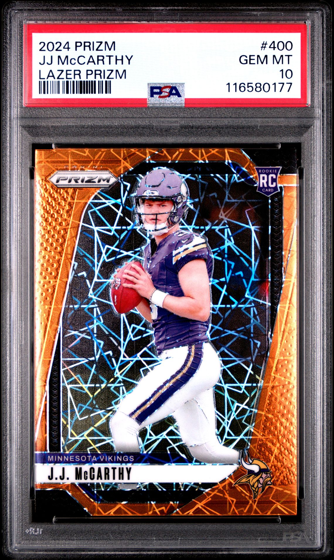2024 Panini Prizm Jj Mccarthy #400 (Lazer Prizm) Gem Mt 10 front