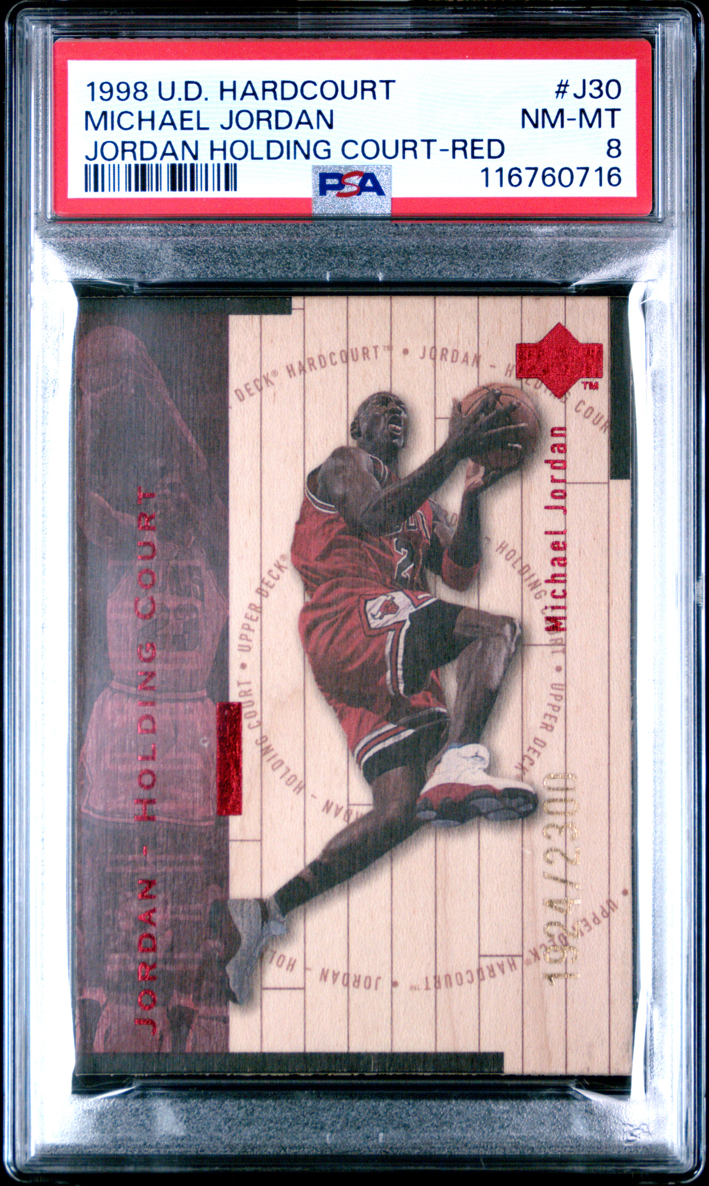 1998 #J30 Michael Jordan PSA 8 Upper Deck Hardcourt Jordan Holding Court