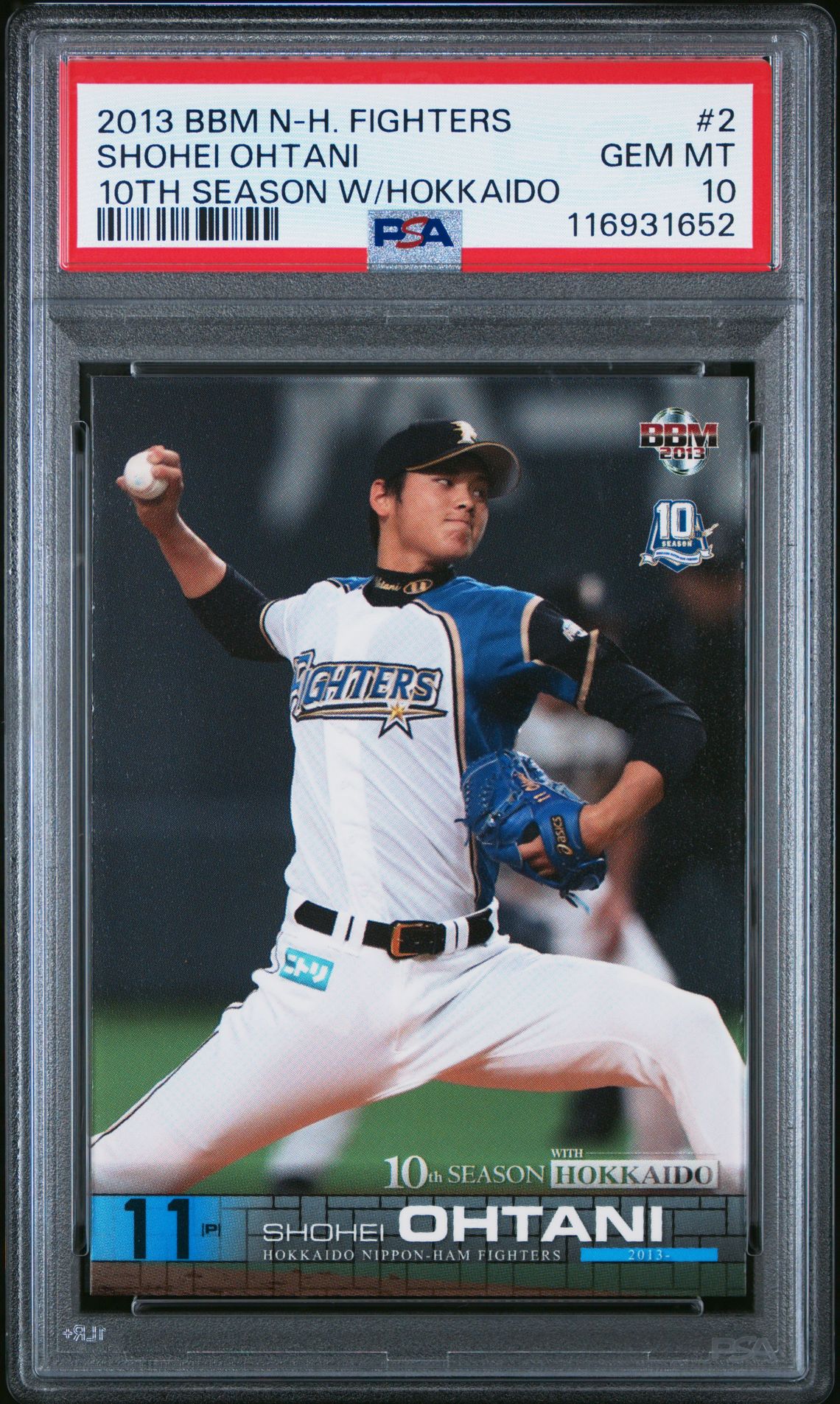 2013 BBM BBM FIGHTERS 10TH SEASON WITH HOKKAIDO 10TH SEASON W/HOKKAIDO #2 Shohei Ohtani front