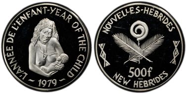 1979 500 Fr Year of the Child X-1  Ag PR67DCAM