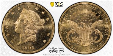 1895 $20 MS63PL