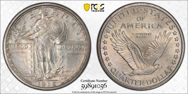 1916 25C Standing Liberty MS64FH