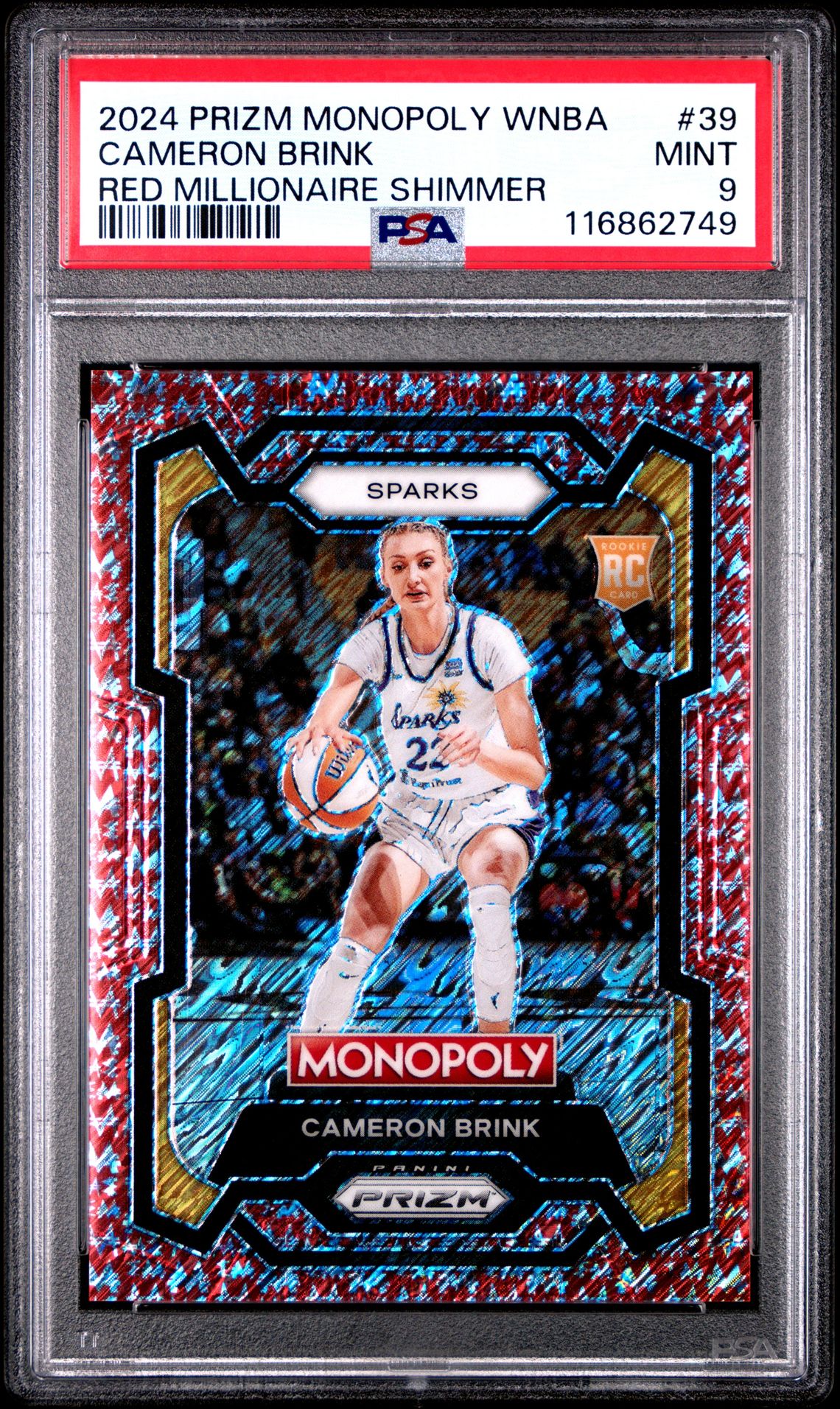 2024 Panini Prizm Monopoly Wnba Cameron Brink #39 (Red Millionaire Shimmer) Mint 9 front