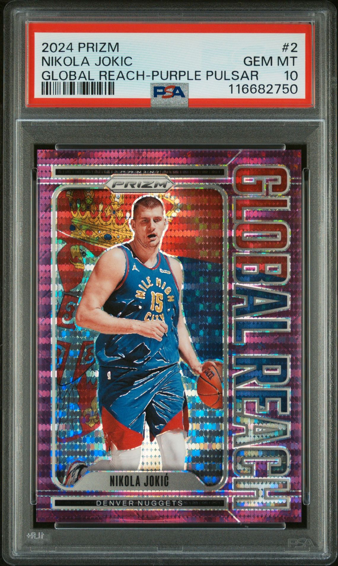 2024 Panini PANINI PRIZM GLOBAL REACH PURPLE PULSAR #2 Nikola Jokic front