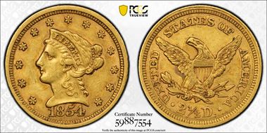 1854 $2.50 AU50