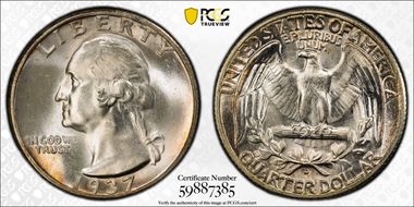 1937-D 25C MS67+